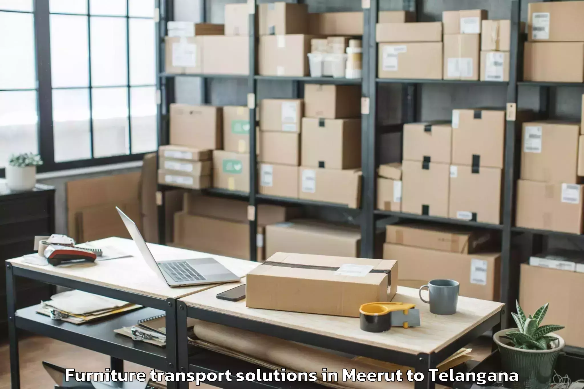 Get Meerut to Konijerla Furniture Transport Solutions